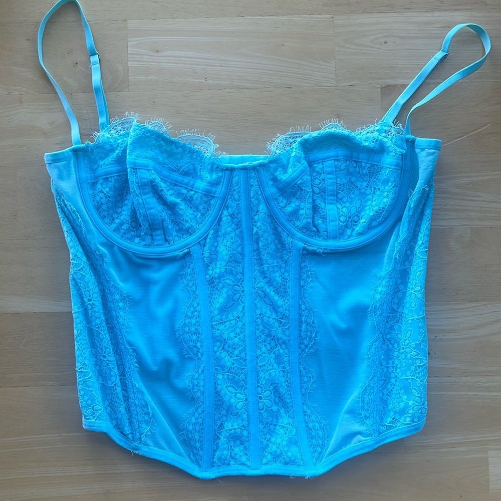 NWOT Urban Outfitters Modern Love Corset in Turquoise XL - Picture 2 of 4